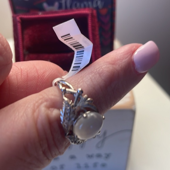 Genuine Natural Imported Moonstone .925 Sterling Silver Ring - Picture 3 of 6